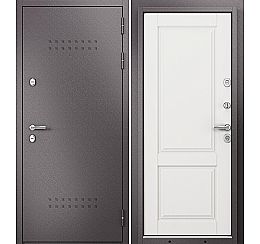 Дверь входная Termo Standart MP 10TD-1 Шоколад букле (порог)/R-5 Белый ларче