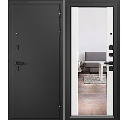 Дверь входная Trust Mass MP 9S-164 Черный муар металлик (порог)/Белый ларче mirror