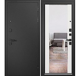 Дверь входная Trust Mass MP Черный муар металлик (порог)/МДФ Белый Софт 9S-164 mirror