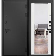 Дверь входная Trust Mass MP Черный муар металлик (порог)/МДФ Белый Софт 9S-164 mirror