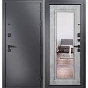 Дверь входная Trust Mass MP 9S-140 Графит букле (порог)/Бетон серый mirror ( фур-ра чёрная)
