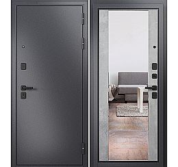 Дверь входная Trust Mass MP 9S-164 Графит букле/Бетон серый mirror