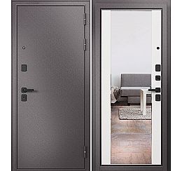 Дверь входная Trust Mass MP 9S-164 Шоколад букле/Белый ларче mirror
