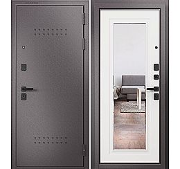 Дверь входная Trust Mass MP 9S-140 Шоколад букле/R-5 Белый софт mirror