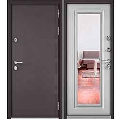 Дверь входная Termo Standart MP 10T-140 Шоколад букле/Дуб белый скандинавский mirror