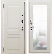 Дверь входная PP SD Prof-10 Троя Ral 9003 Шагрень белое дерево/Белое дерево с зеркалом