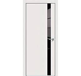 Дверь межкомнатная "Concept-702" Белоснежно матовый стекло Лакобель черный, кромка-матовый хром