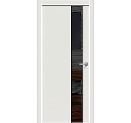 Дверь межкомнатная "Concept-703" Белоснежно матовый, вставка Лакобель чёрный, кромка-ABS