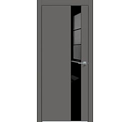 Дверь межкомнатная "Concept-703" Медиум грей, вставка Лакобель чёрный, кромка-чёрная матовая