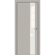 Дверь межкомнатная  "Concept-703" Шелл грей стекло Лакобель белый, кромка-чёрная матовая