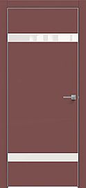 Дверь межкомнатная "Design-704" Лофт ред, вставка Лакобель белый, кромка-матовый хром