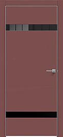 Дверь межкомнатная "Design-704" Лофт ред, вставка Лакобель черный, кромка-матовый хром