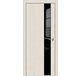 Дверь межкомнатная "Future-703" Дуб Серена керамика, вставка Лакобель чёрный, кромка-матовый хром