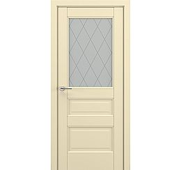 Дверь межкомнатная «Ампир В5 (ромб)» Матовый кремовый остекление Сатинато