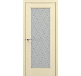 Дверь межкомнатная «Неаполь В5 (ромб)» Матовый кремовый остекление Сатинато