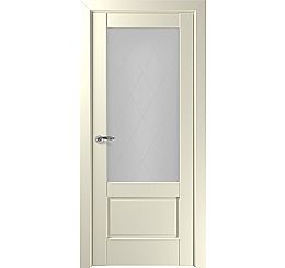 Дверь межкомнатная «Турин Тип-S» Матовый кремовый остекление Сатинато