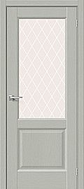 Дверь межкомнатная из эко шпона «Неоклассик-33» Grey Wood остекление White Сrystal