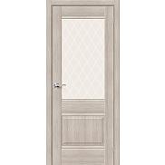 Дверь межкомнатная из эко шпона «Прима-3» Cappuccino Melinga стекло White Сrystal