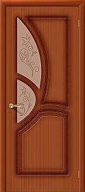 Дверь межкомнатная шпонированная «Греция» Макоре (Шпон файн-лайн) остекление художественное