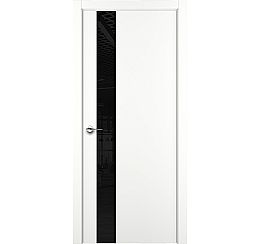 Дверь межкомнатная "А3 ALU" Белая стекло Лакобель черный