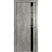 Дверь межкомнатная "Future-702" Дуб винчестер серый, вставка Лакобель черный, кромка-чёрная матовая