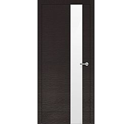 Дверь межкомнатная "Горизонт Н3 ALU" Окаша Венге стекло Мателак Софт Вайт, кромка-матовый хром