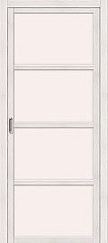 Дверь межкомнатная из эко шпона "Твигги V4" Bianco Veralinga остекление Сатинато белое
